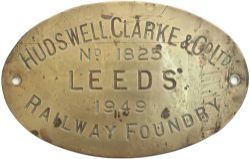 HC 1825 1949 ex Ashington Worksplate HUDSWELL CLARKE & CO LTD RAILWAY FOUNDRY LEEDS No 1825 1949