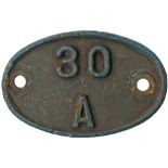 30A ex D5697 Shedplate 30A Stratford until 1973. As fitted to some of the depot's Diesel