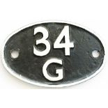 34G Shedplate 34G Finsbury Park 1960-1973 with a sub shed of Hornsey 1961-1971. Face restored,