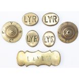 x7 LYR Railway Horse Brasses x7, all LYR, to include; 2 rosettes, 4 oval harness decorations and 1