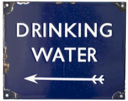 LNER/BR(E) Drinking Water LNER/BR(E) enamel station sign DRINKING WATER with left facing arrow. In