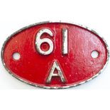 61A Shedplate 61A Kittybrewster 1950-1967 with sub sheds MacDuff to 1951, Peterhead and