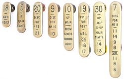 GWR x8 GWR brass signal lever leads x8 to include numbers 18, 3, 20, 9, 10, 19, 30 & 7. All in