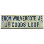 GWR From Wolvercote Jc GWR hand engraved brass shelf plate FROM WOLVERCOTE JC UP GOODS LOOP. In very