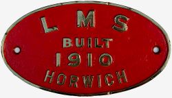 LMS Built 1910 Horwich ex 51241 Worksplate LMS BUILT 1910 HORWICH ex LYR Aspinall 0-4-0 ST (Pug)