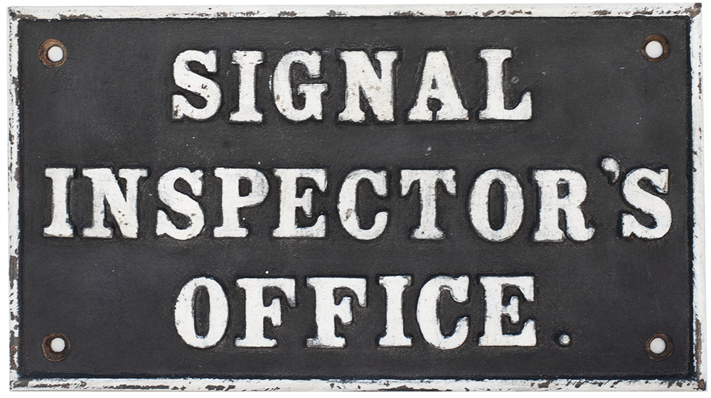 GWR Signal Inspector's Office GWR pre grouping cast iron doorplate SIGNAL INSPECTOR'S OFFICE. In