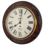 LMS 8in BR(E) 15308 ex Rotherham LMS 8 inch pitch pine cased wall clock. The original dial is