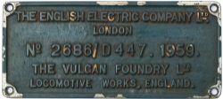 EE VF 2686/D230 ex D230 Scythia Worksplate THE ENGLISH ELECTRIC COMPANY LTD LONDON THE VULCAN