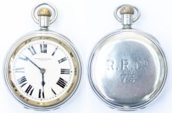 Rhymney Railway nickel cased pocket watch with a American Waltham Watch Co movement No 7096476 which