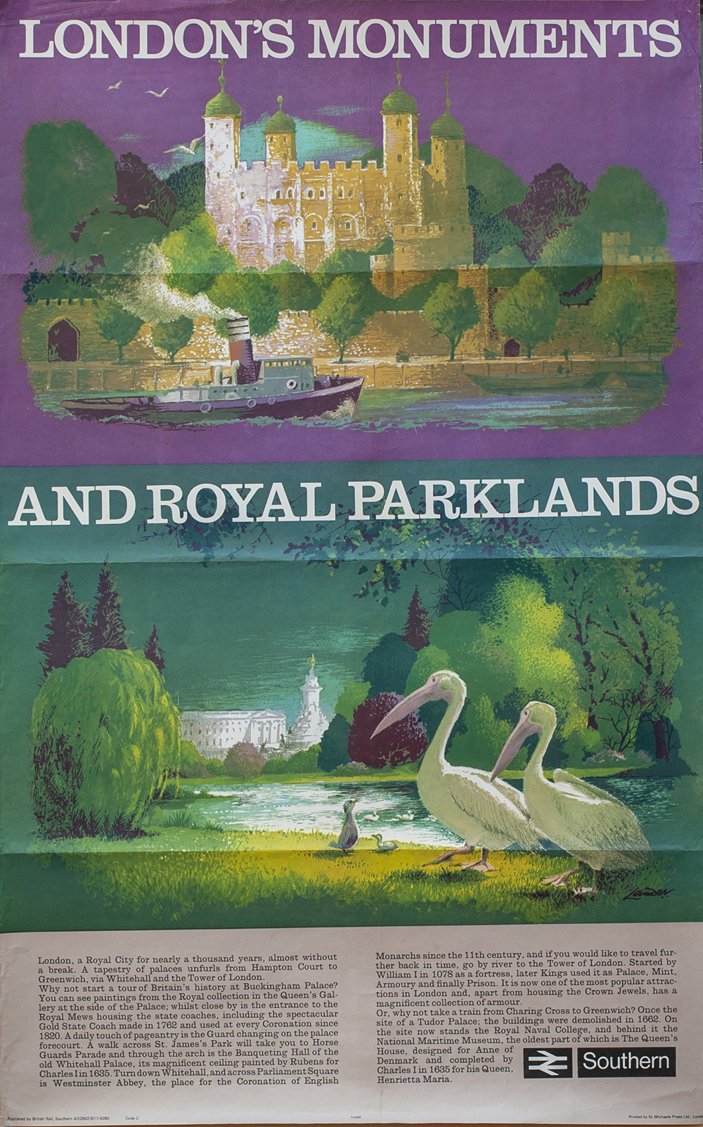 BR(S) DR London's Monuments, Lander Poster BR(S) LONDON'S MONUMENTS AND ROYAL PARKLANDS by