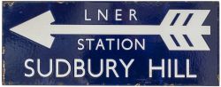 LNER Station Sudbury Hill (double sided) LNER enamel railway station direction sign LNER STATION