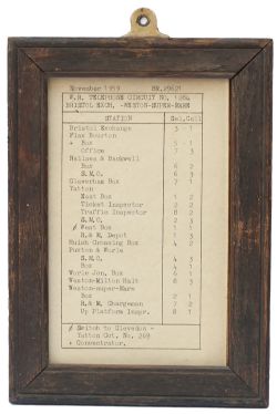 BR-W Bell code Bristol-Weston-Super-Mare British Railways Western Region signal box bell code notice