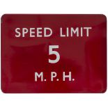 BR(M) FF Speed Limit 5mph BR(M) FF enamel railway sign SPEED LIMIT 5MPH. In very good condition with