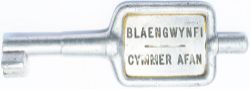 Blaengwynfi-Cymmer Afan GWR/BR-W Tyers No9 single line aluminium key token BLAENGWYNFI - CYMMER AFAN