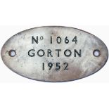 Gorton 1064 1952 ex 76057 Ulysses Worksplate GORTON No 1064 1952 ex British Railways Electric