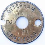 Otterham-Camelford Tyers No6 brass and steel single line tablet OTTERHAM - CAMELFORD ex L&SWR