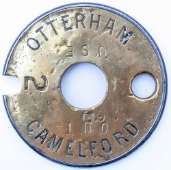 Otterham-Camelford Tyers No6 brass and steel single line tablet OTTERHAM - CAMELFORD ex L&SWR