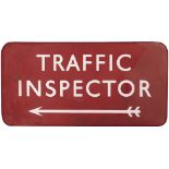BR(M) FF Traffic Inspector BR(M) FF enamel station sign TRAFFIC INSPECTOR with left facing arrow.