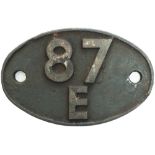 87E Shedplate 87E Swansea Landore 1950-1969. In original condition and 88A painted on the rear