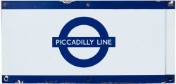 LT Piccadilly Line London Underground enamel station frieze sign PICCADILLY LINE. Measures 20in x