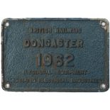 BR Doncaster 1962 ex E3066-87 Worksplate BRITISH RAILWAYS DONCASTER 1962 ELECTRICAL EQUIPMENT