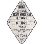 S&M Brodge Diamond Shropshire & Montgomeryshire cast iron Bridge Restriction Sign re MOTOR CAR