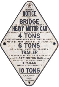 S&M Brodge Diamond Shropshire & Montgomeryshire cast iron Bridge Restriction Sign re MOTOR CAR
