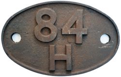 84H Shedplate 84H Wellington Salop 1950-1963 with sub sheds of Crewe Gresty Lane and Much Wenlock to