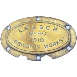 LB&SCR 80 1910 ex 32080 Worksplate L.B.& S.C.R. BRIGHTON WORKS No80 1910 ex Marsh 4-4-2 T