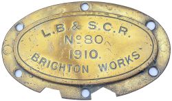 LB&SCR 80 1910 ex 32080 Worksplate L.B.& S.C.R. BRIGHTON WORKS No80 1910 ex Marsh 4-4-2 T