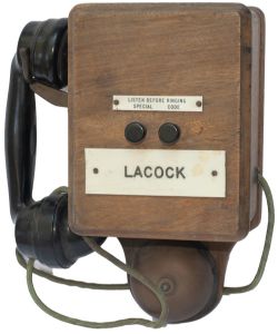 GWR Telephone Lacock GWR mahogany cased signal box Telephone with original ivorine plate LACOCK.