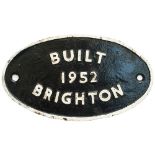 Built 1952 Brighton ex 80028-53 Worksplate BUILT 1952 BRIGHTON from one of the Riddles Standard