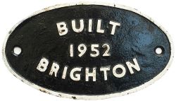 Built 1952 Brighton ex 80028-53 Worksplate BUILT 1952 BRIGHTON from one of the Riddles Standard