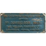 EE 3083/D633 ex D337 / 40137 Worksplate THE ENGLISH ELECTRIC COMPANY LTD LONDON THE VULCAN FOUNDRY