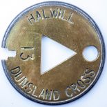 Halwill-Dunsland Cross Tyers No6 brass and steel single line tablet HALWILL - DUNSLAND CROSS ex L&