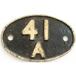 41A Shedplate 41A Sheffield Darnall 1950-1964. In lightly cleaned condition.