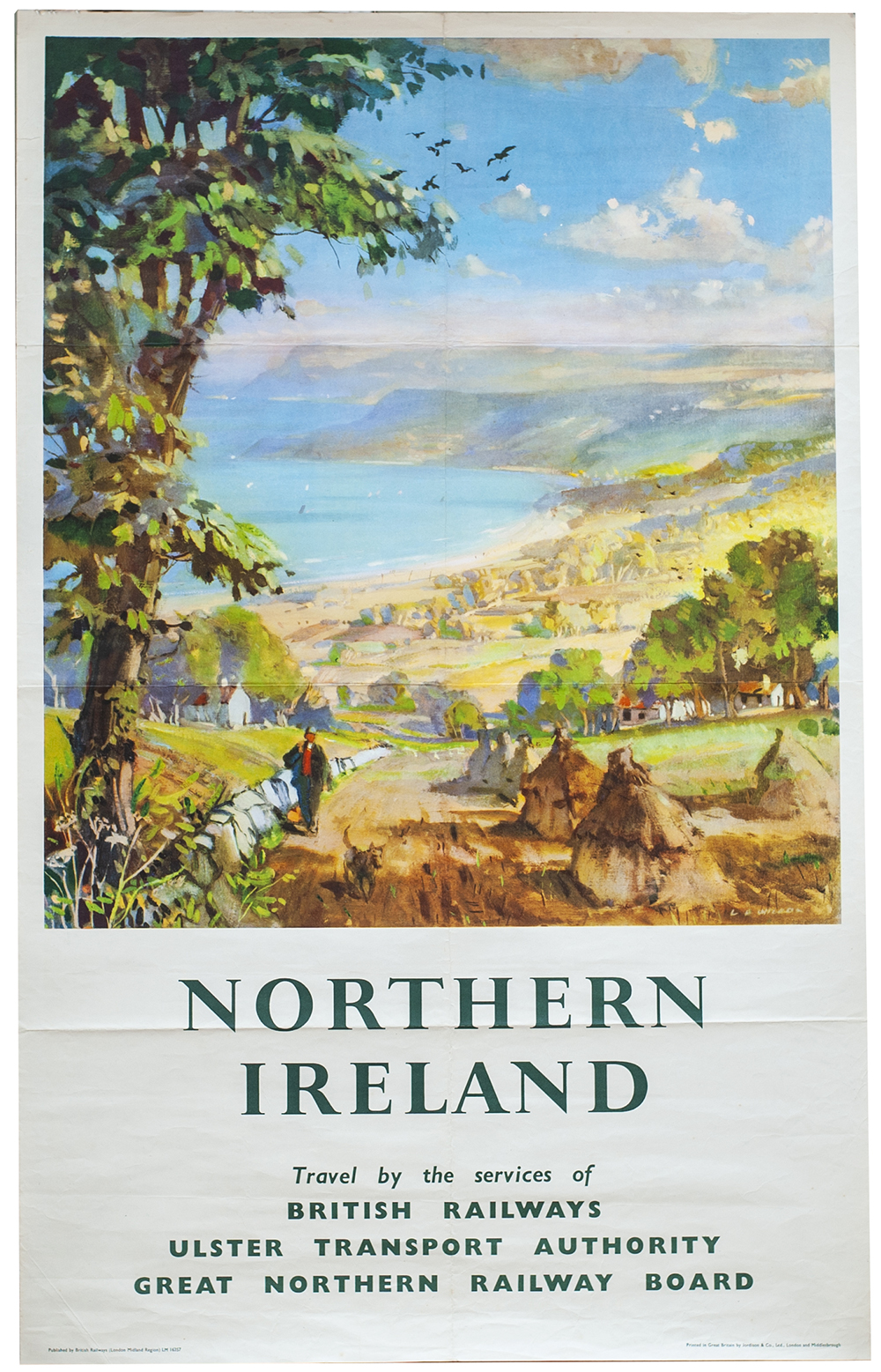 Poster BR(M) NORTHERN IRELAND TRAVEL BY THE SERVICES OF BRITISH RAILWAYS, ULSTER TRANSPORT AUTHORITY