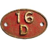 16D LMS pattern Shedplate 16D Mansfield 1950-1955, Annesley 1958-1963 and finally Nottingham until