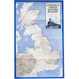 LNER DR System Map + A4 4492 Poster LONDON & NORTH EASTERN RAILWAY MAP OF SYSTEM published in 1939