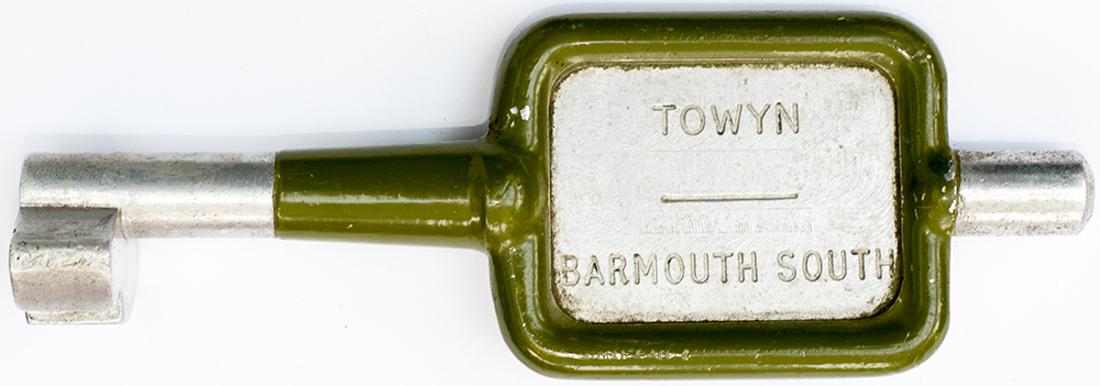 Towyn - Barmouth south GWR/BR-W Tyers No9 single line aluminium key token TOWYN - BARMOUTH SOUTH,