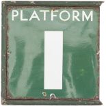 SR Platform 1 (2 enamels) Southern Railway enamel sign PLATFORM 1, double sided with original wooden
