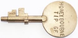 Annetts Key HONEYBOURNE TIP GF. Manufactured in bronze measures 5.5in long in ex railway condition.