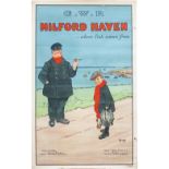 Poster GWR MILFORD HAVEN - WHERE FISH COMES FROM by John Hassall circa 1925. Double Royal 25in x