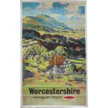 BR(W) DR Worcestershire, Wilcox Poster BR(W) WORCESTERSHIRE TRAVEL BY TRAIN by L. A. Wilcox.