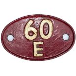 60E Shedplate 60E Forres 1950-1964. Face restored over original paint.