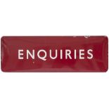 BR(M) FF Enquiries BR(M) FF enamel railway sign ENQUIRIES. In very good condition with a few minor