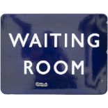 BR(E) FF Waiting Room BR(E) FF enamel railway sign WAITING ROOM measuring 24in x 18in. In very