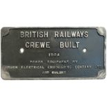 BR Crewe 1964 ex D1554 Worksplate BRITISH RAILWAYS CREWE BUILT 1964 POWER EQUIPMENT BY BRUSH