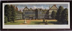 Framed and glazed BR(M) Carriage Print. BRAMALL HALL CHESHIRE by Ronald Lampitt. Original type