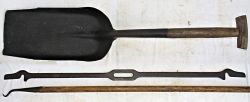 A Lot containing 3 items. Fireman's shovel. GWR metal track gauge stamped GWR and BRISTOL and a